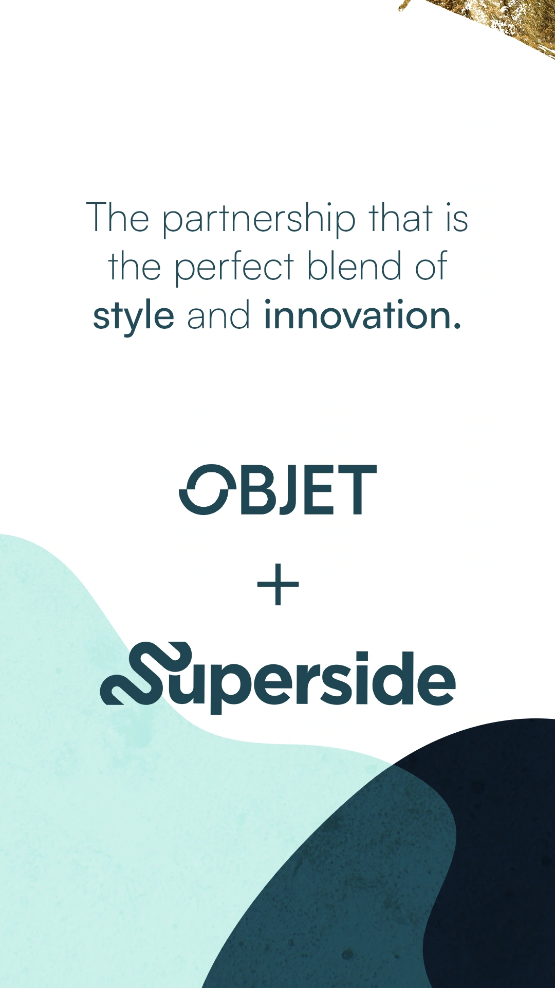 Objet and Superside partnership campaign in mint, teal and white