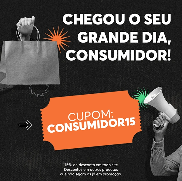 Consumer Day campaign with an orange coupon on a dark background